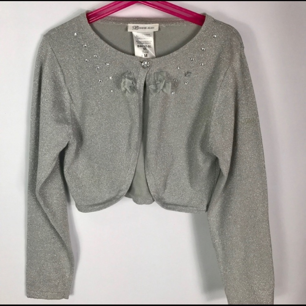 Silver Cardigan with Rhinstones